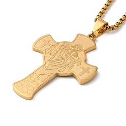Золотой Крест Святого Кристофера 201 ожерелья-подвески из нержавеющей стали для женщин и мужчин, золотые, 23.23 дюйм (59 см)
