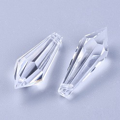 Clear Transparent Acrylic Pendants, Faceted, teardrop, for Wedding Chandeliers, Clear, 38x13mm, Hole: 2mm
