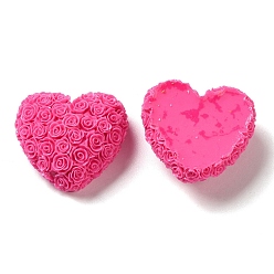 Camellia Opaque Resin Cabochons, Heart, Camellia, 22.5x25x11mm