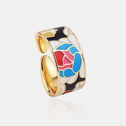 Разноцветный Регулируемые кольца-манжеты из сплава с кубическим цирконием и эмалью в стиле ретро, красочный, внутренний диаметр: 15~20 мм