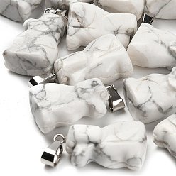 Говлит Природные подвески Говлит, с 201 вывод из нержавеющей стали, собака, 25~27x15~16x9~9.5 мм, отверстие : 5x7 мм