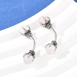 Античное Серебро 316 Кольца для живота в форме изогнутой штанги из нержавеющей стали в форме драконьего когтя с шариками из натурального камня, античное серебро, античное серебро, 29x7.5 мм, штифты : 1.8 мм