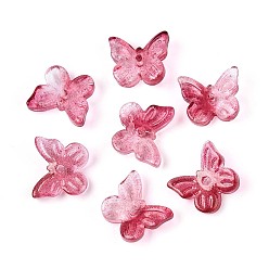 Индийский Красный Прозрачные брызги окрашенные стеклянные подвески, с блеском порошок, бабочка, Индийская красная, 9.5x11x3 мм, отверстие : 0.8 мм