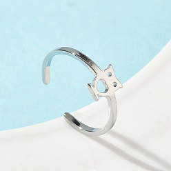 Сова 304 регулируемые манжетные кольца из нержавеющей стали, цвет нержавеющей стали, сова, 7.5 мм, регулируемый