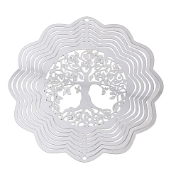 Tree of Life 201 нержавеющая сталь 3 вращающийся подвесной ветряной спиннер, для украшения сада внутри и снаружи помещения, не тускнеет, цвет нержавеющей стали, древо жизни, 98x100x1 мм