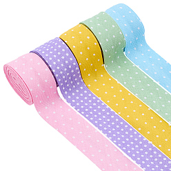 Couleur Mélangete 12.5m 5 ruban de coton imprimé en couleurs, pour accessoires de vêtement, décoration cadeau, couleur mixte, 3/4 pouces (20 mm), 2.5 m / couleur