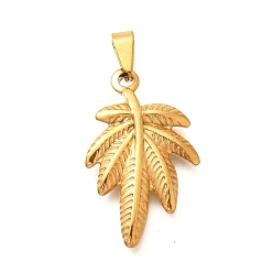 Золотой 201 подвески из нержавеющей стали, очарование листа, ионное покрытие (ip), золотые, 32.5x20x3 мм, отверстие : 8x3.5 мм