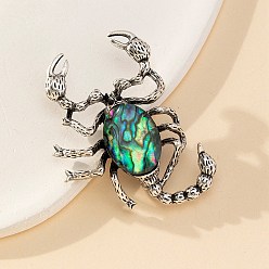 Зеленый Броши из натуральных ракушек пауа, Скорпион, зелёные, 52x36 мм