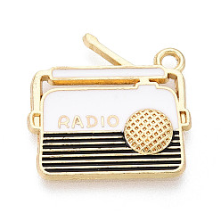 Черный Подвески из эмали и сплава, радио-чары, золотые, без кадмия, без никеля и без свинца, чёрные, 19.5x20x1.8 мм, отверстие : 1.8 мм
