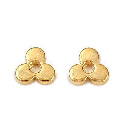 Настоящее золото 18K Латунные бусины, клевер, реальный 18 k позолоченный, 4.5x4.5x1 мм, отверстие : 1.2 мм