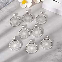 Antique Silver Tibetan Style Alloy Pendant Cabochon Settings, Plain Edge Bezel Cups, Cadmium Free & Nickel Free & Lead Free, Flat Round, Antique Silver, Tray: 25mm, 36x28x3mm, Hole: 4mm, about 195pcs/1000g