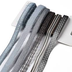 Светлый Стально-синий 18 ярдов 6 стилей полиэфирной ленты, для поделок своими руками, бантики для волос и украшение подарка, синяя цветовая палитра, светло-стальной синий, 3/8~1/2 дюйм (10~12 мм), около 3 ярдов / стиль