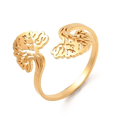 Golden 304 Stainless Steel Open Cuff Rings, Tree, Golden, Inner Diameter: 19mm