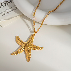 Морская звезда Европейские американские ожерелья из нержавеющей стали для женщин, реальный 18 k позолоченный, морская звезда, 16.14 дюйм (41 см)