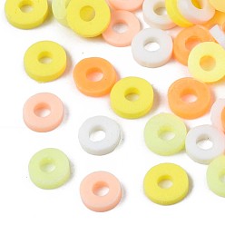 Couleur Mélangete Perles en fimo faits à la main, perles heishi, disque / plat rond, couleur mixte, 4x0.5~1.5mm, Trou: 1.5mm, environ66600 pcs / 1000 g