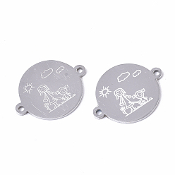 Нержавеющая Сталь Цвет Устойчивы к потускнению 201 соединители из нержавеющей стали, плоские круглые с человека, цвет нержавеющей стали, 16x21x1 мм, отверстие : 1.4 мм