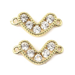 Настоящее золото 18K Подвески-сердечки с латунным паве из прозрачного кубического циркония, долговечный, без кадмия и без свинца, стойки покрытие, реальный 18 k позолоченный, 10.5x22x3 мм, отверстие : 1.6 мм