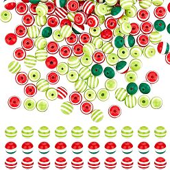 Couleur Mélangete Perles de résine opaque à rayures, ronde, tricolore, couleur mixte, 600 pcs / boîte