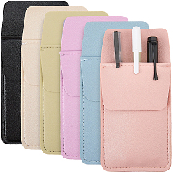Mixed Color Rectangle Leather Pen Bag, Stationery Storage Case, Mixed Color, 162x80x5mm, 6pcs