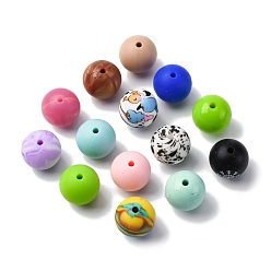 Color mezclado Cuentas de silicona, rondo, color mezclado, 15x14.5 mm, agujero: 2 mm