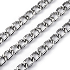 Платина Оксидированные алюминиевые кубинские звенья цепи, с катушкой, несварные, платина, 19.5x13.5x3 мм, около 36.09 футов (11 м) / рулон