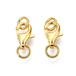 Настоящее золото 24K 925 стерлингового серебра застежкой омар коготь, с двойными прыжковыми кольцами, реальный 24 k позолоченный, 8x5x2.5 мм, отверстие : 2.5 мм