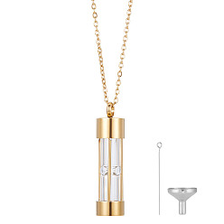 Золотой 1 колонна из ПК, стеклянная урна для праха, ожерелья, 304 ожерелья из нержавеющей стали с цепочкой, с воронками, золотые, колье: 21.54 дюйм (54.7 см)