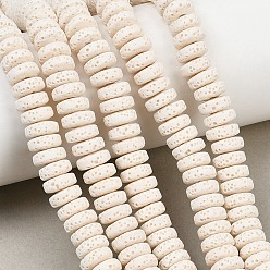 Белый Бусы из натуральной лавы, окрашенные, Плоский круглый / диск, белые, 8~8.5x3~4 мм, отверстие : 2 мм, около 54~60 шт / нитка, 7.87 дюйм (20 см)