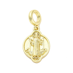 Настоящее золото 16K Латунные святые европейские подвески-талисманы, Подвески с большими отверстиями, без кадмия и без свинца, реальный 16 k позолоченный, 26 мм, отверстие : 4.2 мм