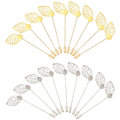 Платиновый & Золотой 60 шт. 2 стили булавки для галстука из нержавеющей стали в форме листа для женщин, платиной и золотом, 84~85 мм