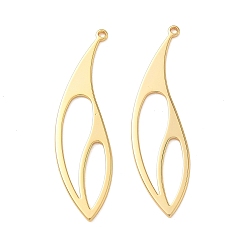 Лист Латунные подвески, полые прелести, без никеля , реальный 18 k позолоченный, лист, 36x10x1 мм, отверстие : 1 мм