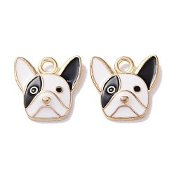 Собака Подвески из эмали и сплава, золотые, очарование темы животных, собака, 16x16.5x4 мм, отверстие : 2.5 мм