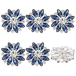 Аква Bohemica 6 шт. 1 пуговицы из сплава со стразами и отверстиями, со стеклом, цветок, aqua bohemica, 27.5x9.5 мм, отверстие : 1.4 мм