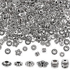 Античное Серебро 300 шт 6 стиль бусины-распорки сплава тибетского стиля, без кадмия и без свинца, античное серебро, 5~7x3.5~7x2~5 мм, отверстие : 1~2.2 мм, 50 шт / стиль