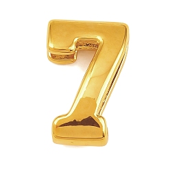 Настоящее золото 18K Номер 7 латунные бусины, долговечный, стойки покрытие, без свинца и без кадмия, реальный 18 k позолоченный, 14x9x5 мм, отверстие : 11x3 мм