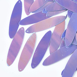 Средний Фиолетовый Аксессуары для орнаментов, пластиковые пайетки / блестки из пвх, AB цвет, овальные, средне фиолетовый, 40.5x10x0.3 мм, Отверстие : 0.9 мм , около 3800 шт / 500 г