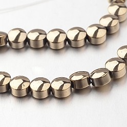 Antique Bronze Plated Electroplate Non-magnetic Synthetic Hematite Bead Strands, Flat Round, Antique Bronze Plated, 4x3mm, Hole: 1mm, about 102pcs/strand, 15.7 inch