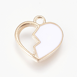 Белый Сплав эмали прелести, пустая любовь, золотые, белые, 14.5x14x3 мм, отверстие : 1.8 мм