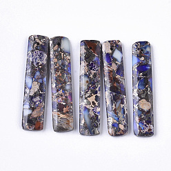 Colorful Synthetic Regalite/Imperial Jasper/Sea Sediment Jasper Pendants, Dyed, Rectangle, Colorful, 48x10x4mm, Hole: 1.2mm