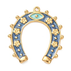Золотой 304 подвески из нержавеющей стали, с эмалью, подковы прелести, золотые, 35x32.5x2 мм, отверстие : 1.8 мм