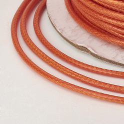 Coral Eco-Friendly Korean Waxed Polyester Cord, Coral, 1mm, about 169.51~174.98 Yards(155~160m)/Roll
