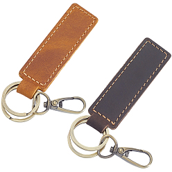 (52) Непрозрачная лаванда 2 шт. 2 цвета брелоки из коровьей кожи, с поясным кольцом из сплава и застежкой для держателя автомобильного ключа, античная бронза, разноцветные, 140x22 мм, 1 шт / цвет