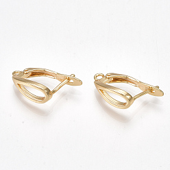 Настоящее золото 18K Латунные серьги-кольца с застежкой сзади, без никеля , реальный 18 k позолоченный, 19x13.5x6 мм, отверстие : 1.5 мм, штифты : 1 мм