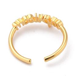 Capricorn Constellation/Zodiac Sign Brass Cuff Rings, Open Rings, Real 18K Golden Plated, Capricorn, word: 18x5mm, US Size 7 1/4(17.5mm)