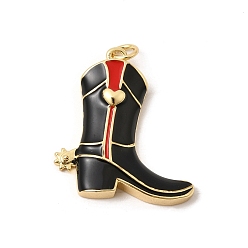 Черный Латунь эмаль подвески, подвески для сапог/туфель, с целью перехода в кольце, реальный 18 k позолоченный, долговечный, стойки покрытие, без свинца и без кадмия, чёрные, 28x25x5.5 мм, отверстие : 3 мм