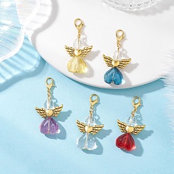 (52) Непрозрачная лаванда Подвеска в виде ангела из прозрачного стекла, с цинковым сплавом застежками омаров коготь, разноцветные, 44 мм