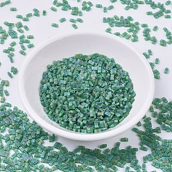 (HTL146FR) Matte Transparent Green AB MIYUKI Half TILA Beads, Japanese Seed Beads, 2 Hole, (HTL146FR) Matte Transparent Green AB, 5x2.3x1.9mm, Hole: 0.8mm, about 12500pcs/500g
