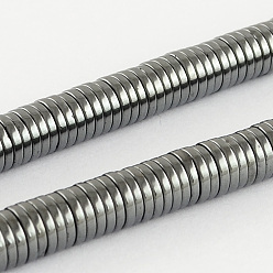 Немагнитные Гематит Класс немагнитный синтетический гематит бисер пряди, Heishi бусы, Плоский круглый / диск, 6x1 мм, отверстие : 1 мм, около 400 шт / нитка, 15.7 дюйм