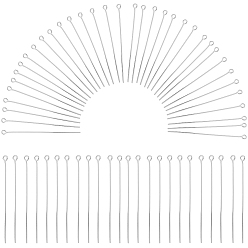 Серебро 600 шт. Латунный штифт с ушком, без кадмия и без свинца, серебряные, 21 датчик, 50x0.7 мм, отверстие : 2 мм