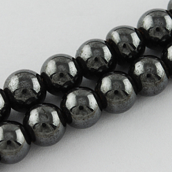 Black Magnetic Synthetic Hematite Beads Strands, Grade A, Round, Black, 4mm, Hole: 1mm, 15.5 inch